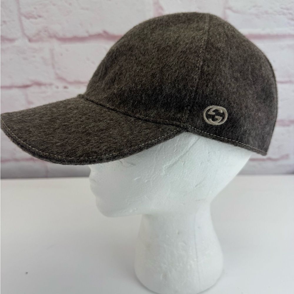 Gucci Web Gray Wool Baseball Hat Cap Rare XL - Picture 3 of 13